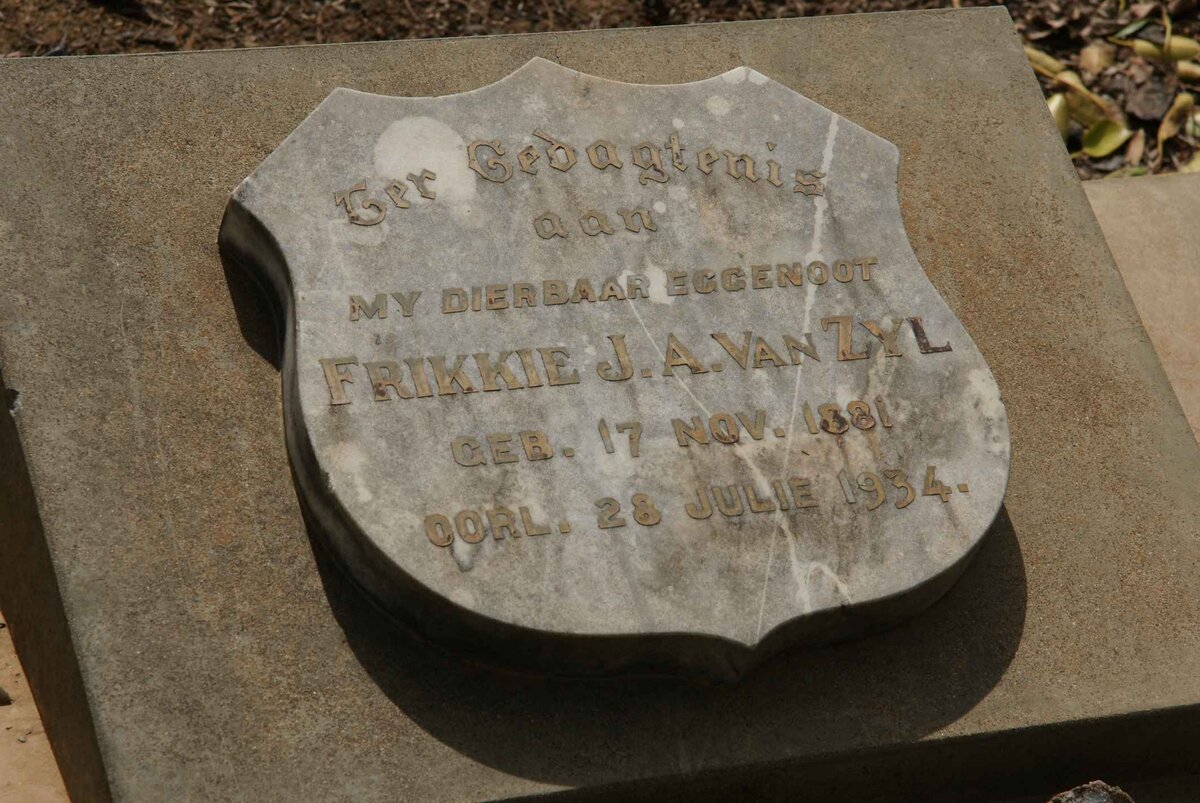 ZYL Frikkie J.A., van 1881-1934