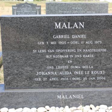 MALAN Gabriël Daniël 1905-1973 &amp; Johanna Alida LE ROUX 1908-2006