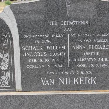 NIEKERK Schalk Willem Jacobus, van 1910-1984 &amp; Anna Elizabeth ALBERTYN 1915-1868