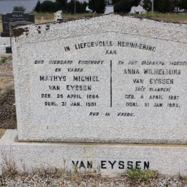 EYSSEN Mathys Michiel, van  1884-1951 &amp;  Anna Wilhelmina SLABBER 1897-1956