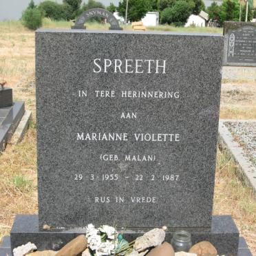 SPREETH Marianne Violette nee MALAN 1955-1987