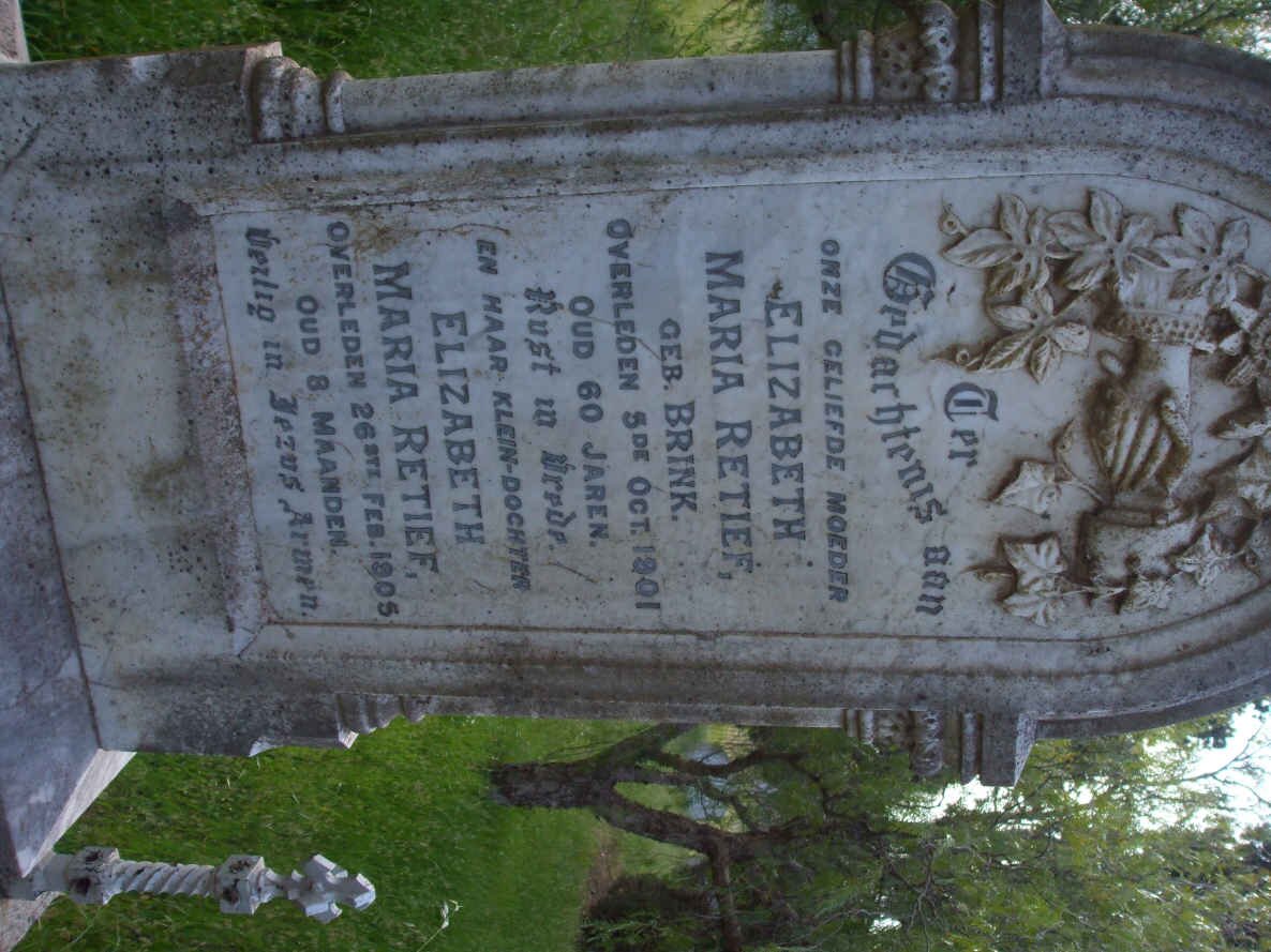 RETIEF Elizabeth nee BRINK -1901 :: RETIEF Elizabeth Maria -1905