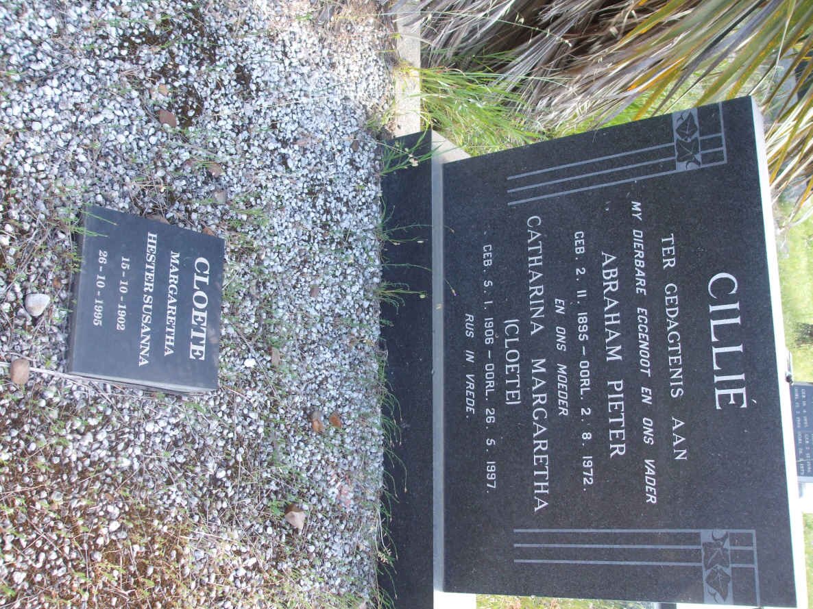 CILLIE Abraham Pieter 1895-1972 &amp; Catharina Margaretha CLOETE 1906-1997 :: CLOETE Margaretha Hester Susanna 1902-1995