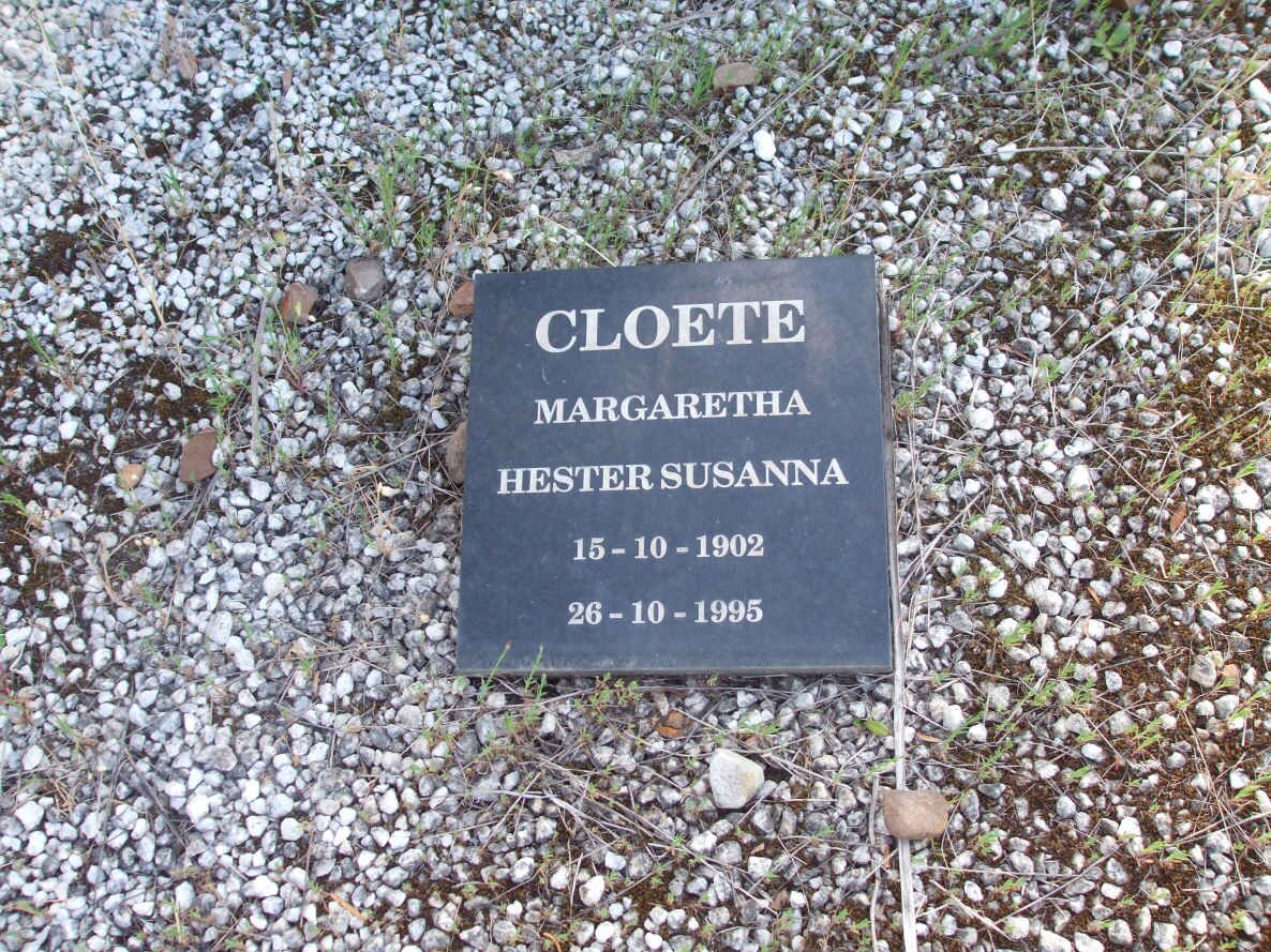 CLOETE Margaretha Hester Susanna 1902-1995