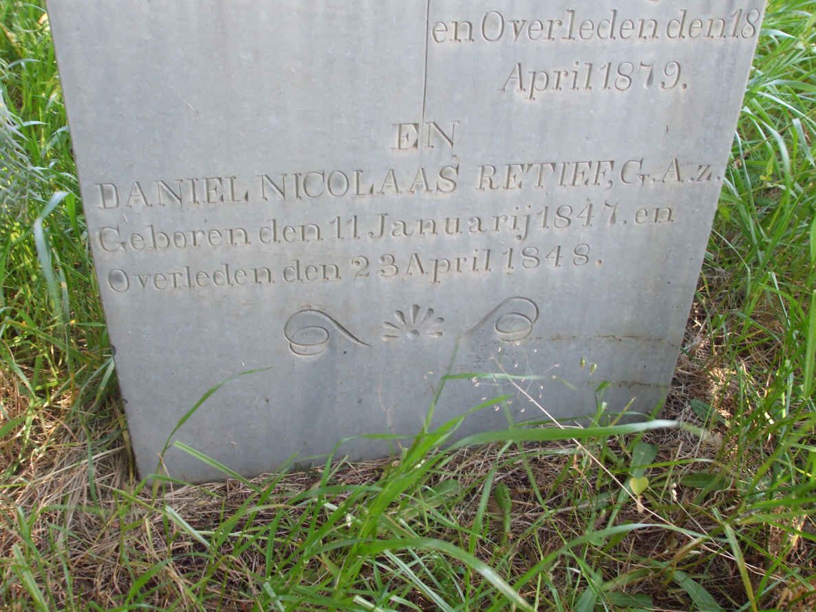 RETIEF Daniel 1790-1841 &amp; Jacoba Cornelia van WIELLIGH 1806-1879 ::  RETIEF Daniel Nicolaas 1847-1848