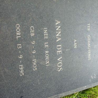 JOUBERT Anna de Vos nee LE ROUX 1905-1995