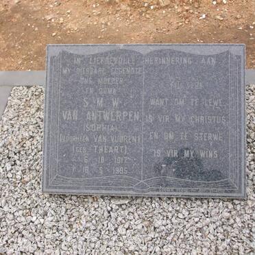 ANTWERPEN S.M.W., van formerly VAN VUUREN nee THEART, van 1917-1995