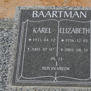 BAARTMAN Karel 1933-2003 &amp; Elizabeth 1936-2005