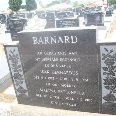 BARNARD Isak Gerhardus 1912-1974 &amp; Martha Petronella 1921-1985