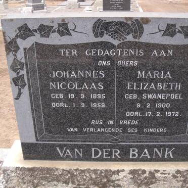 BANK Johannes Nicolaas, van der 1895-1959 &amp; Maria Elizabeth SWANEPOEL 1900-1972