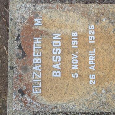 BASSON Elizabeth M. 1916-1925