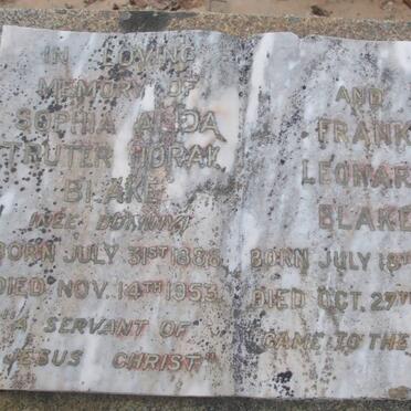 BLAKE Frank Leonard 1883-1967 &amp; Sophia Alida Truter Horak DUMINY 1888-1953