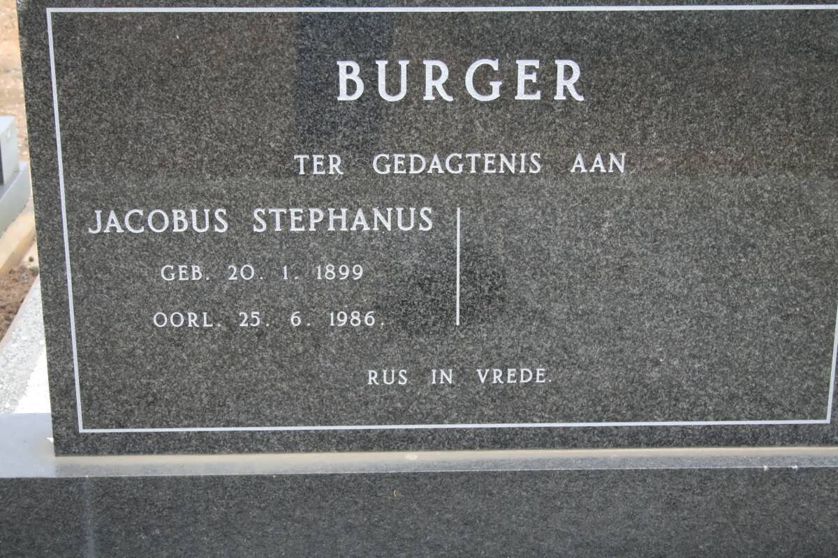 BURGER Jacobus Stephanus 1899-1986