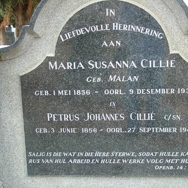 CILLIÉ Petrus Johannes 1856-1942 &amp; Maria Susanna MALAN 1856-1938