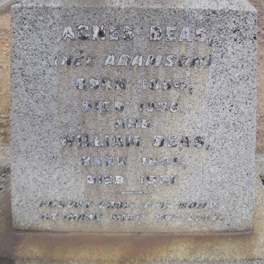 DEAS William 1845-1931 &amp; Agnes ADAMSON 1854-1930
