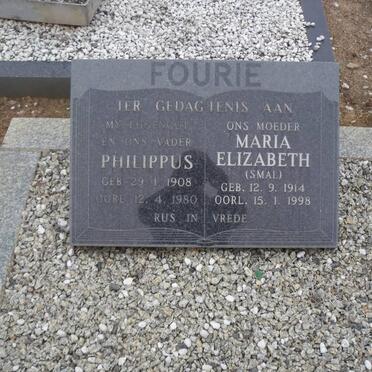 FOURIE Philippus 1908-1980 &amp; Maria Elizabeth SMAL 1914-1998