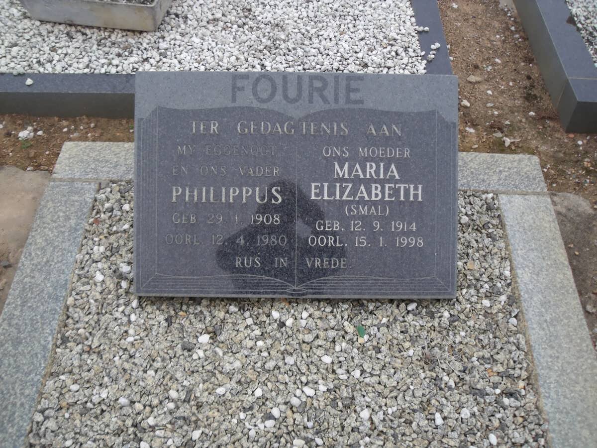 FOURIE Philippus 1908-1980 &amp; Maria Elizabeth SMAL 1914-1998
