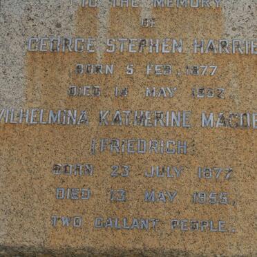 HARRIES George Stephen 1877-1952 &amp; Wilhelmina Katherine Magdelina FRIEDRICH 1877-1955