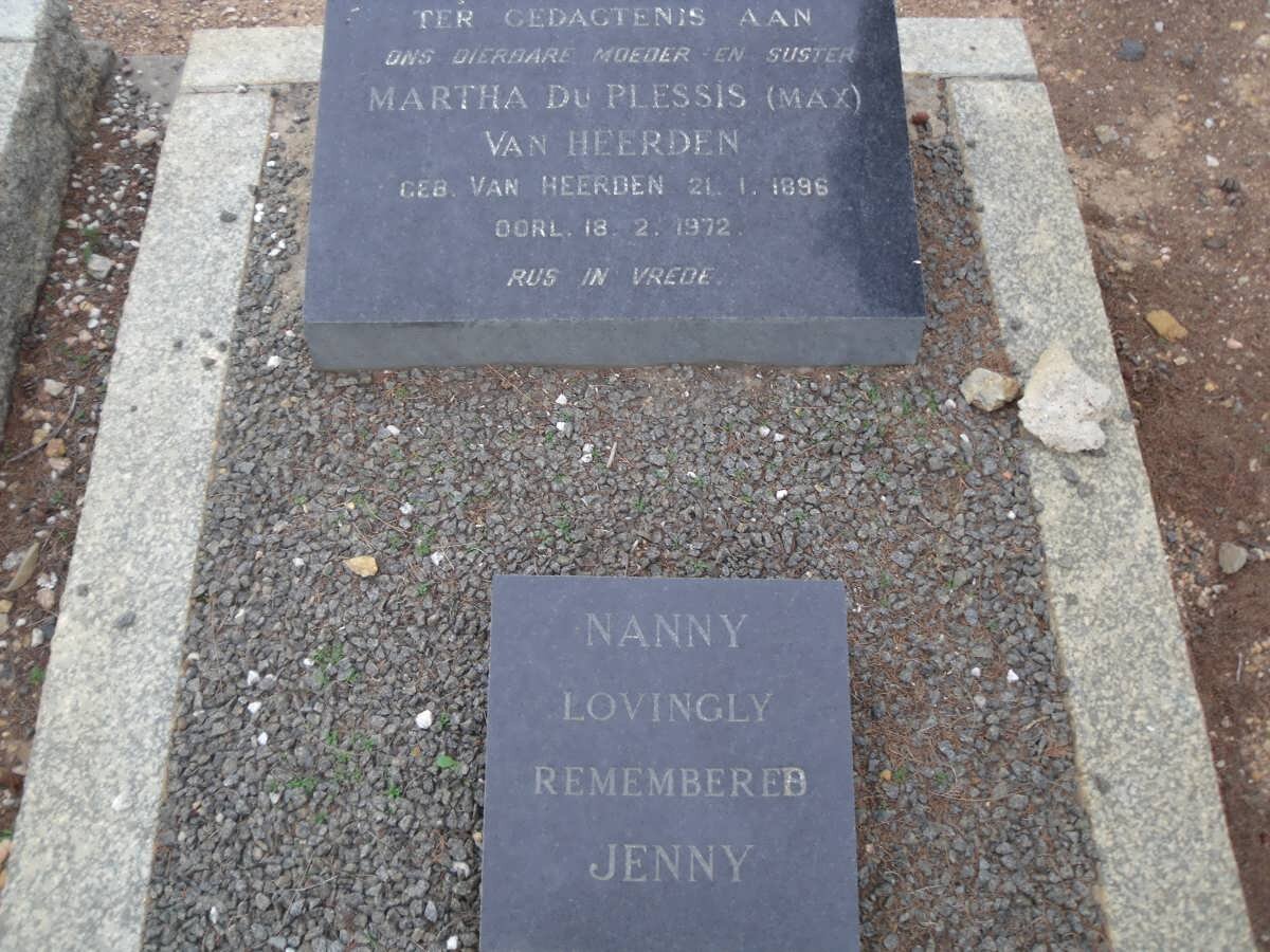 HEERDEN Martha Du Plessis, van nee VAN HEERDEN 1896-1972