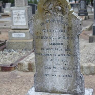 KOCK Christian Servaas, de 1901-1921