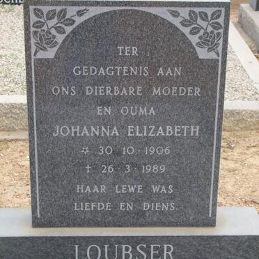 LOUBSER Johanna Elizabeth 1906-1989