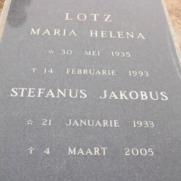 LOTZ Stefanus Jakobus 1933-2005 &amp; Maria Helena 1935-1993