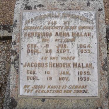 MALAN Jacobus Hendrik 1859-1939 &amp; Gertruida Anna DE LEEUW 1864-1933