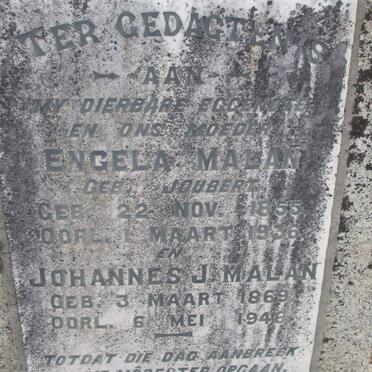 MALAN Johannes J. 1869-1946 &amp; Engela JOUBERT 1955-1936