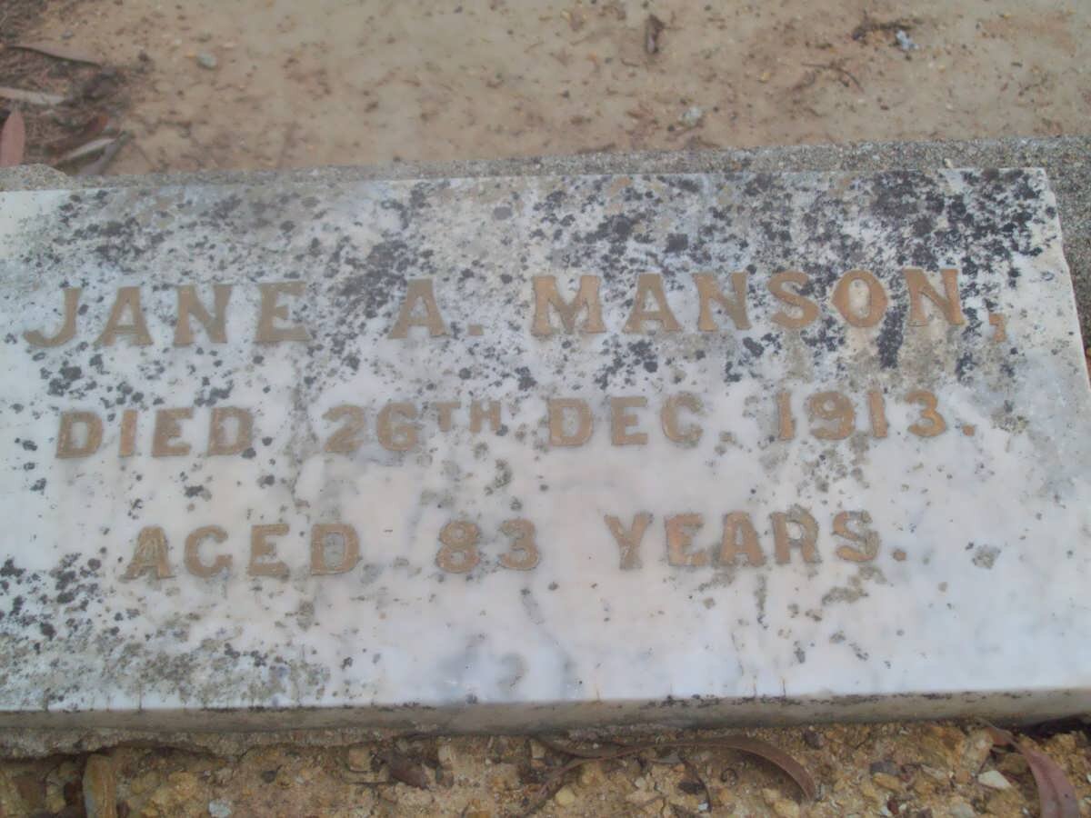MANSON Jane A. -1913