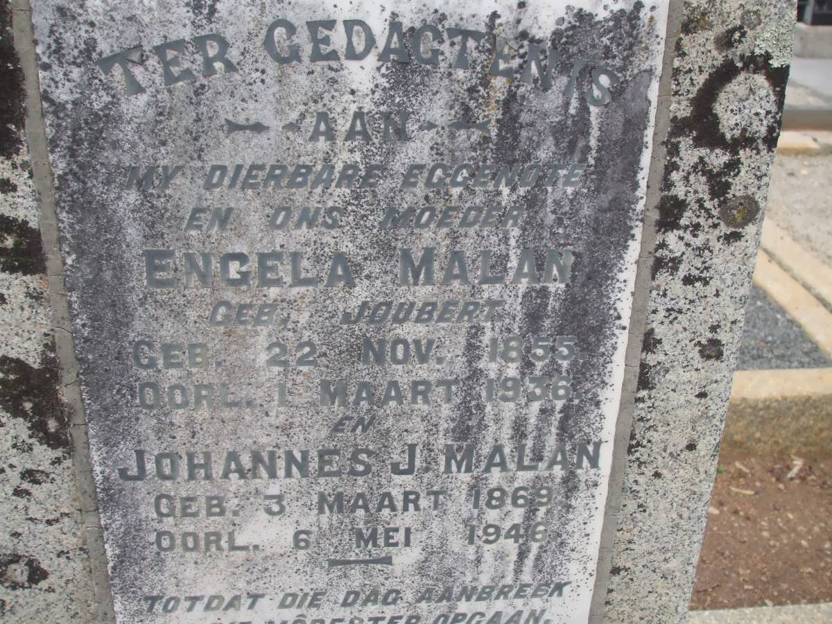 MALAN Johannes J. 1869-1946 &amp; Engela JOUBERT 1955-1936