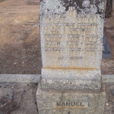 MANUEL Peter 1883-1944 &amp; Edith 1872-1926 :: MANUEL Ernest 1903-1928