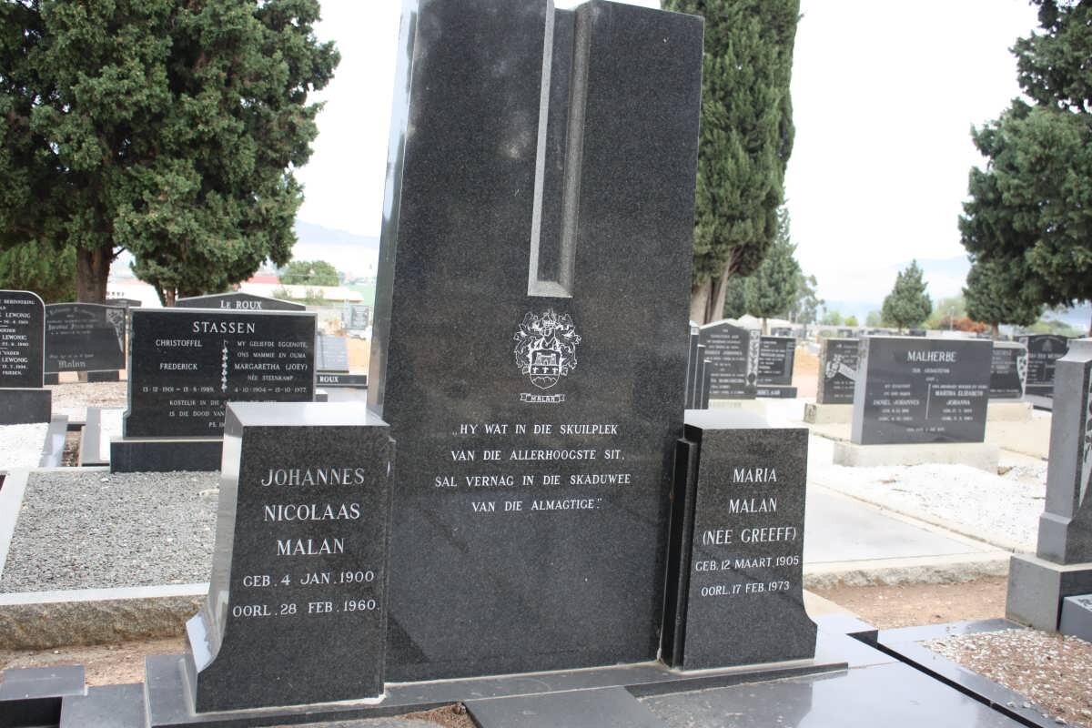 MALAN Johannes Nicolaas 1900-1960 &amp; Maria GREEFF 1905-1973