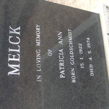 MELCK Patricia Ann nee GOLDSCHMIDT 1922-1974