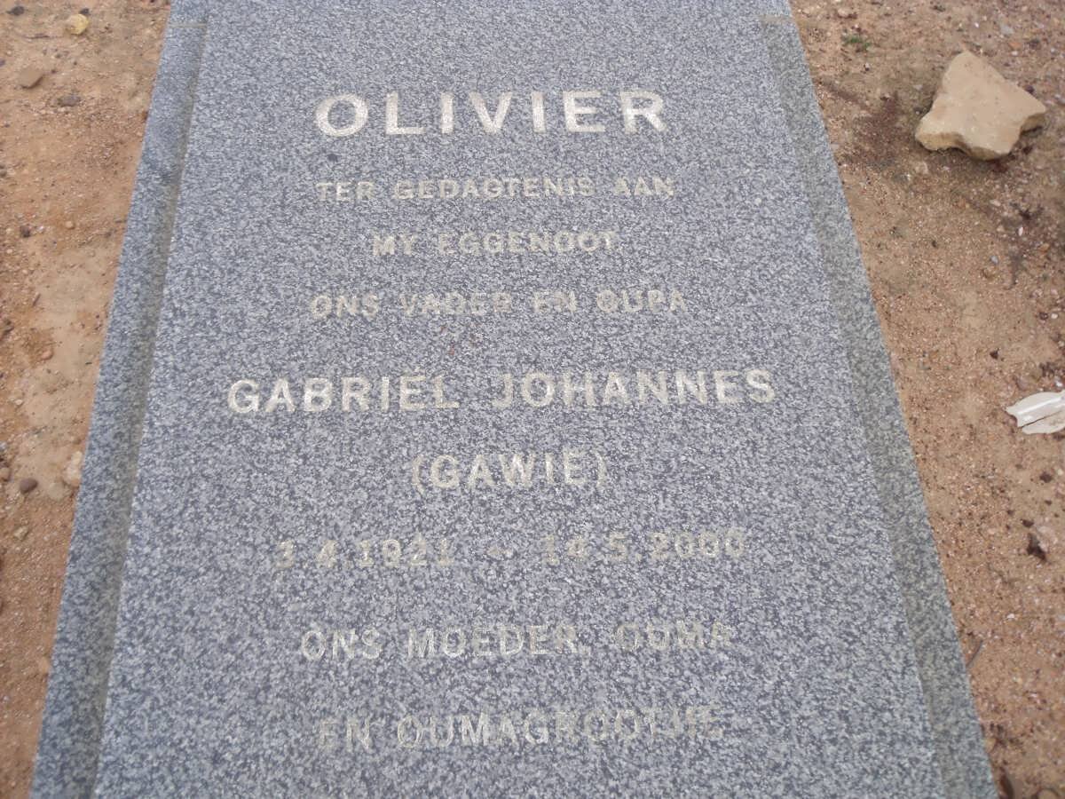 OLIVIER Gabriel Johannes 1921-2000 &amp; Jacoba Magdalena Aletta 1917-2003