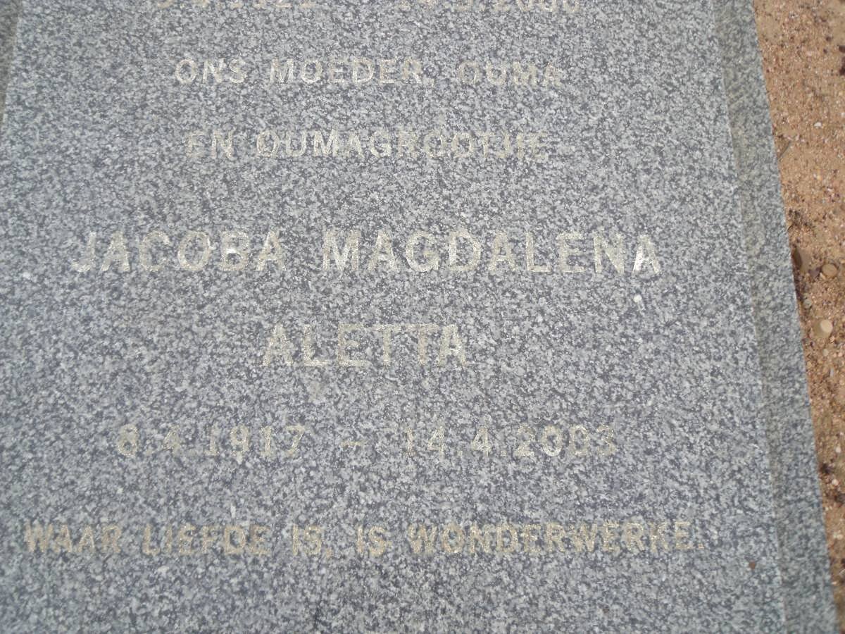 OLIVIER Gabriel Johannes 1921-2000 &amp; Jacoba Magdalena Aletta 1917-2003