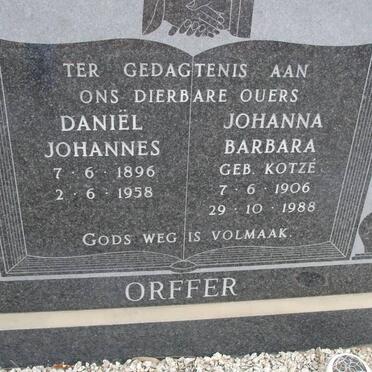 ORFFER Daniel Johannes 1896-1958 &amp; Johanna Barbara KOTZE 1906-1988