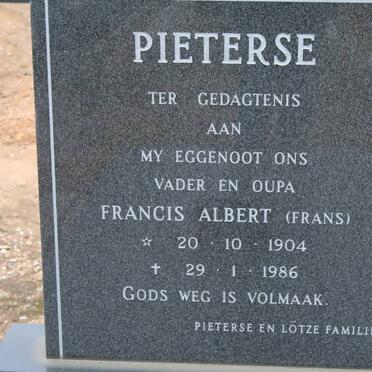 PIETERSE Francis Albert 1904-1986