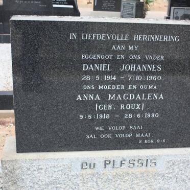 PLESSIS Daniel Johannes, du 1914-1960 &amp; Anna Magdalena ROUX 1918-1990