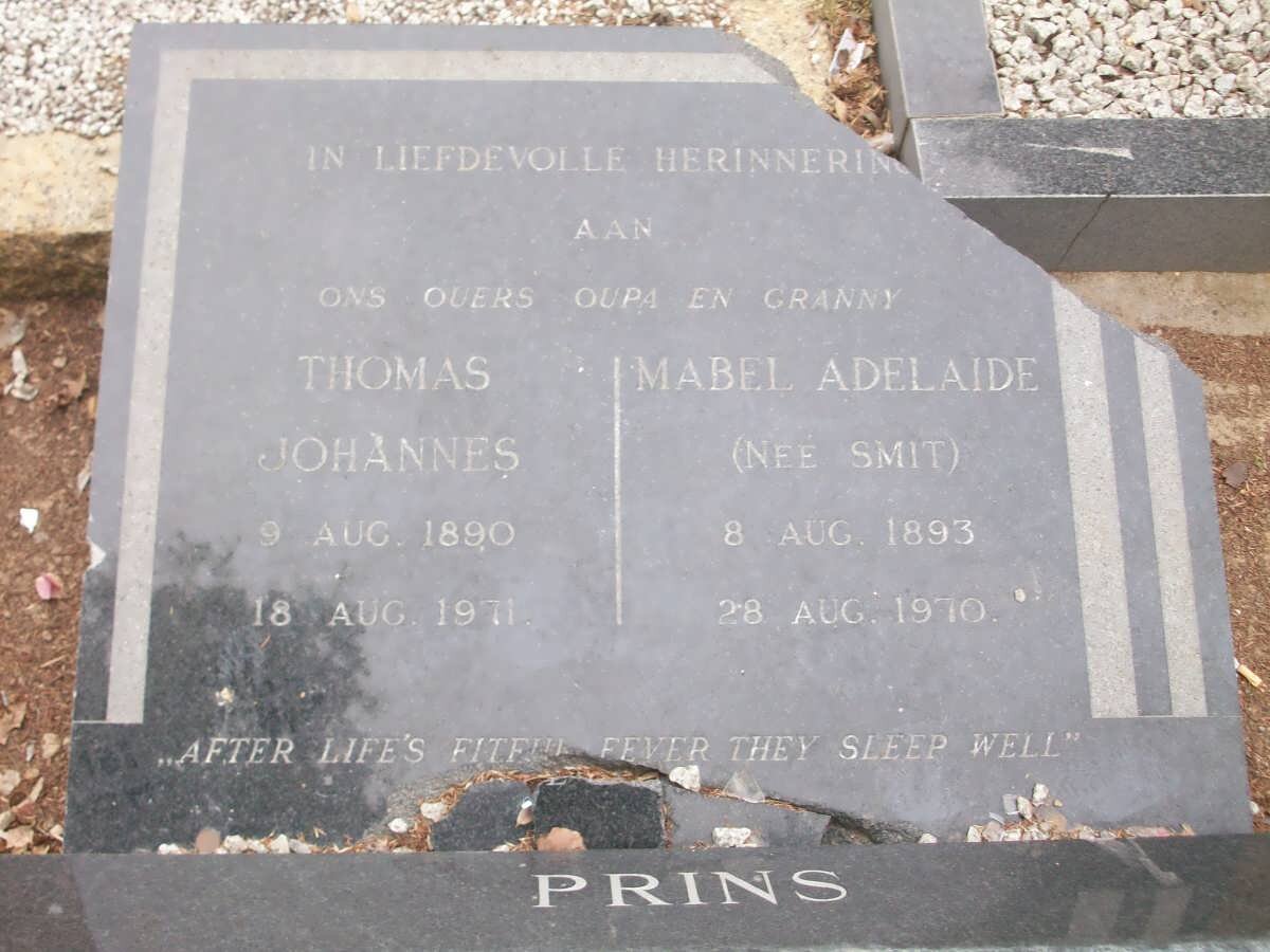 PRINS Thomas Johannes 1890-1971 &amp; Mabel Adelaide SMIT 1893-1970