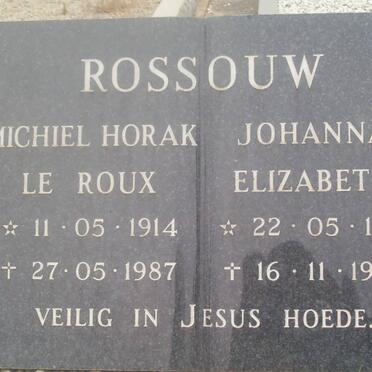 ROSSOUW Michiel Horak Le Roux 1914-1987 &amp; Johanna Elizabeth 1921-1982