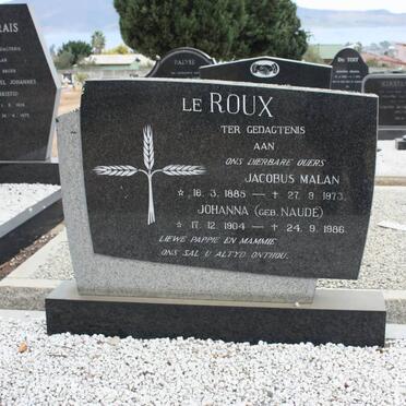 ROUX Jacobus Malan, le 1885-1973 &amp; Johanna NAUDE 1904-1986