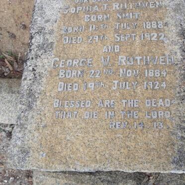 RUTHVEN George W. 1884-1924 &amp; Sophia J. SMIT 1888-1922