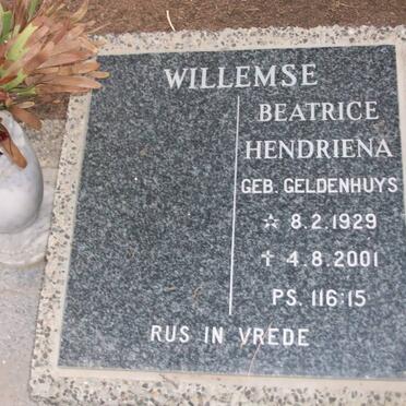 WILLEMSE Beatrice Hendriena nee GELDENHUYS 1929-2001
