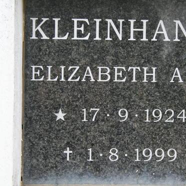 KLEINHANS Elizabeth A.C. 1924-1999