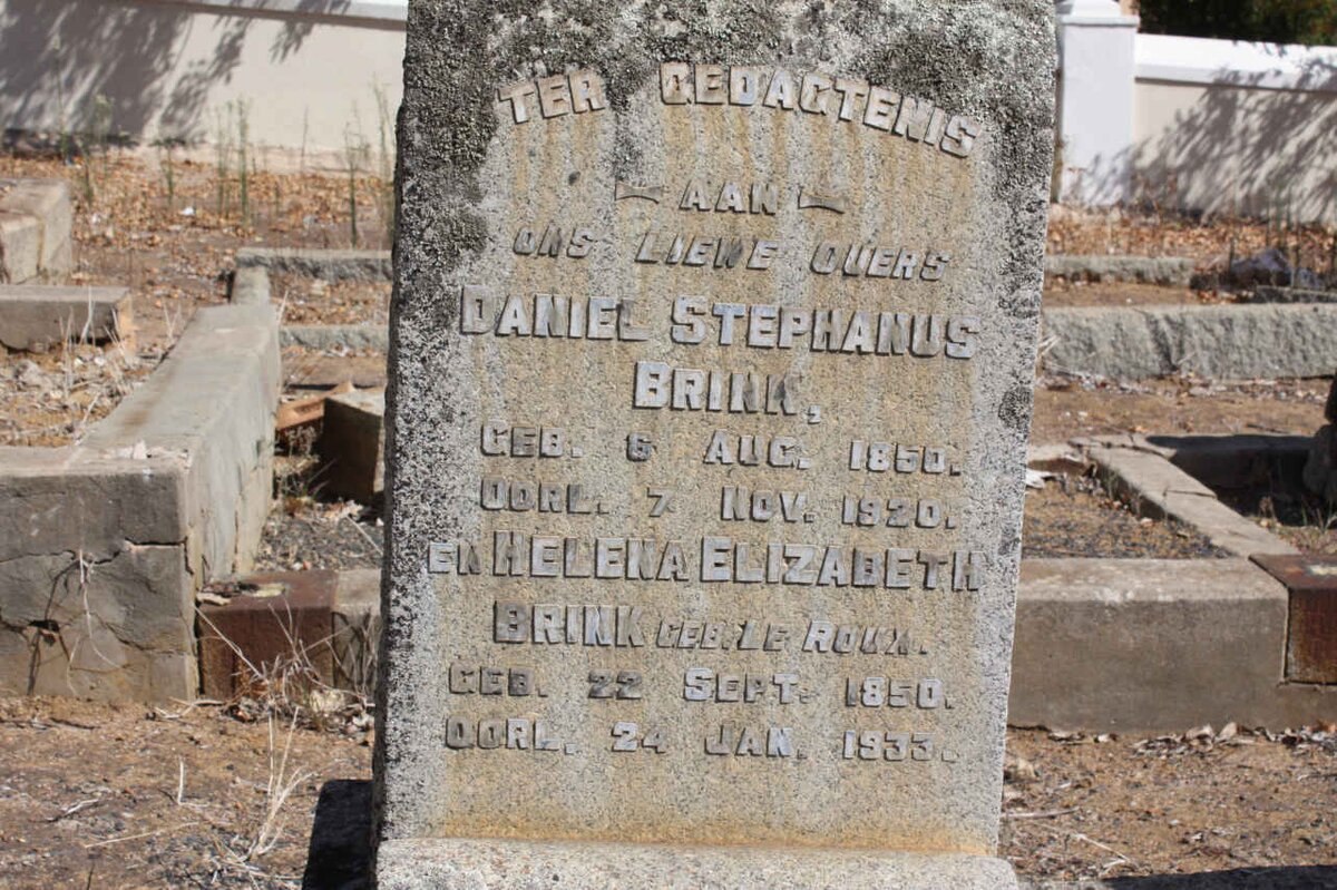 BRINK Daniel Stephanus 1850-1920 &amp; Helena Elizabeth LE ROUX 1850-1933