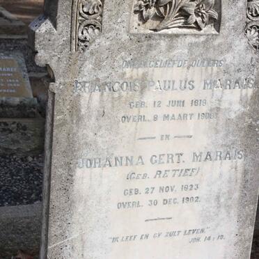 MARAIS Francois Paulus 1818-1908 &amp; Johanna Gertruida RETIEF 1823-1902