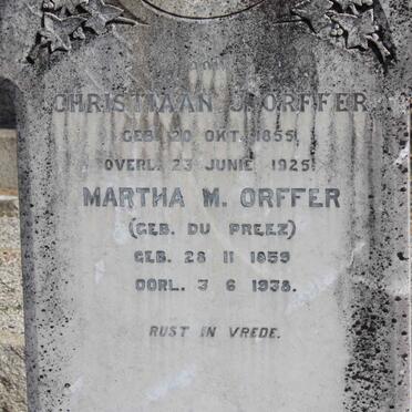 ORFFER Martha M. nee DU PREEZ 1859-1938