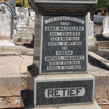 RETIEF Gideon Michiel Johannes 1842-1925 &amp; Anna Magdalena CELLIERS 1844-1919