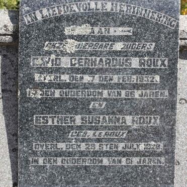 ROUX David Gerhardus -1932 &amp; Esther Susanna LE ROUX -1928