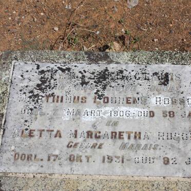 ROSSOUW Marthinus Lourens -1906 &amp; Aletta Margaretha MARAIS -1931